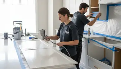 Professional kitchen cabinet painting and refinishing in Newton, MA by expert house painters