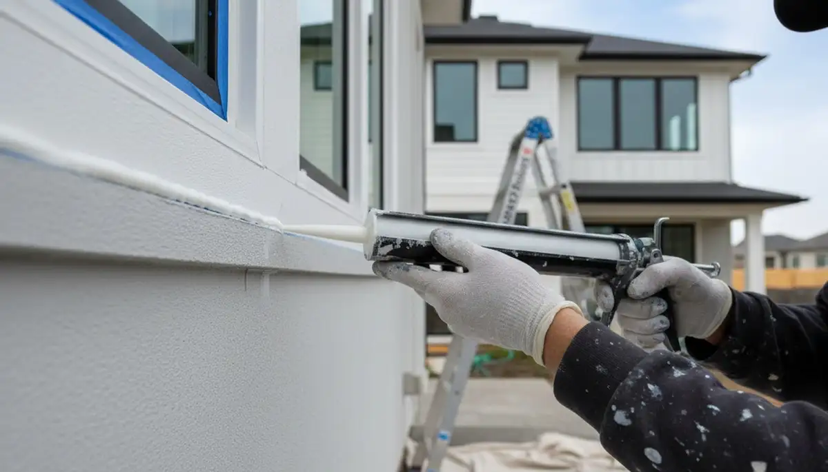 Professional caulking and sealing on Newton, MA home exterior for weatherproof protection