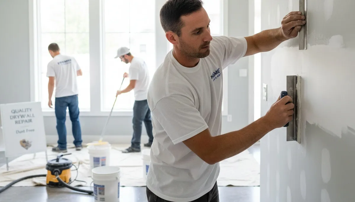 Professional drywall repair and wall restoration in Newton, MA home by expert painters