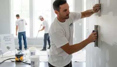 Professional drywall repair and wall restoration in Newton, MA home by expert painters
