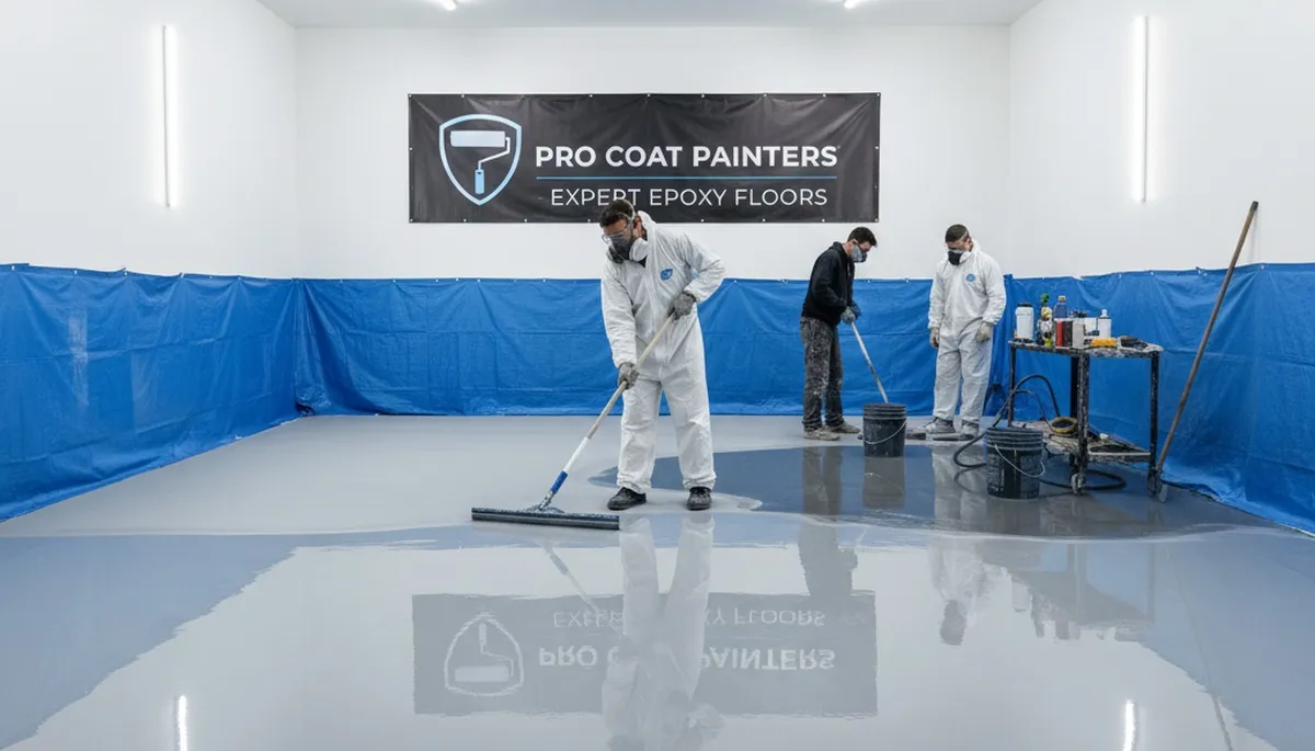 Professional epoxy garage floor coating in Newton, MA for durable, moisture-resistant finish