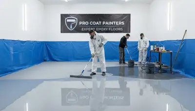 Professional epoxy garage floor coating in Newton, MA for durable, moisture-resistant finish