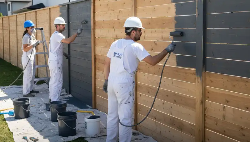 Professional fence painting in Newton, MA by expert exterior house painters for wood protection