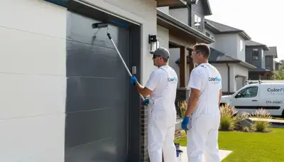 Professional garage door painting in Newton, MA by expert exterior house painters