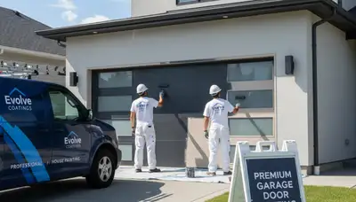 Professional garage door painting in Newton, MA enhancing curb appeal and weather protection