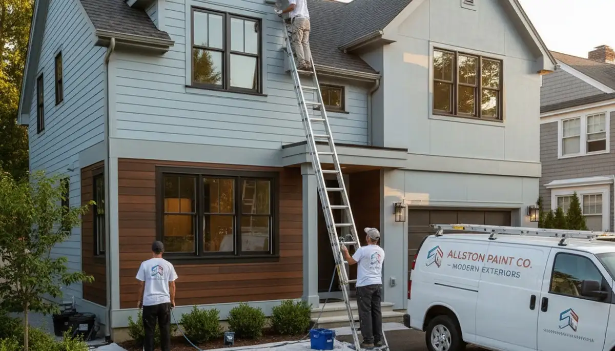 Professional exterior house painting service in Newton MA by trusted local painters