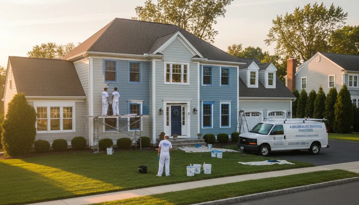 Exterior house painting service in Newton, MA for a residential home makeover