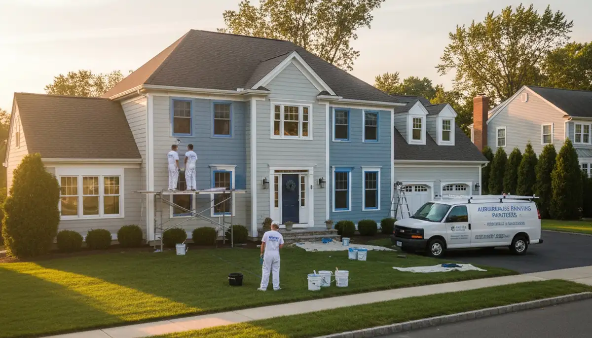Exterior house painting service in Newton, MA for a residential home makeover