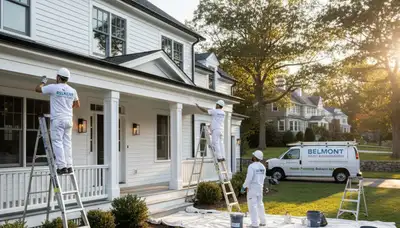 Professional exterior house painting project in Newton, MA by local painting experts