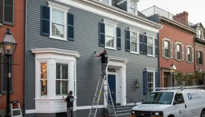 Professional exterior house painting in Newton MA by local painters | ExteriorPaintingNewtonMA.com