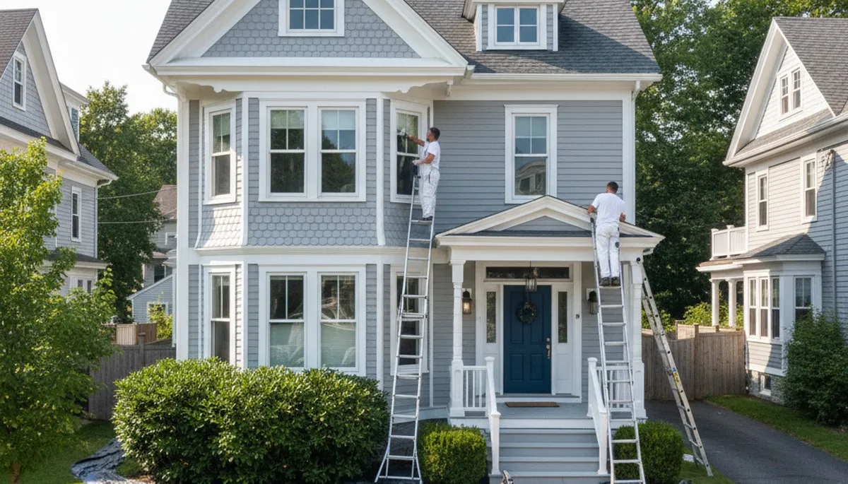Professional exterior house painting service in Newton, MA, for residential homes