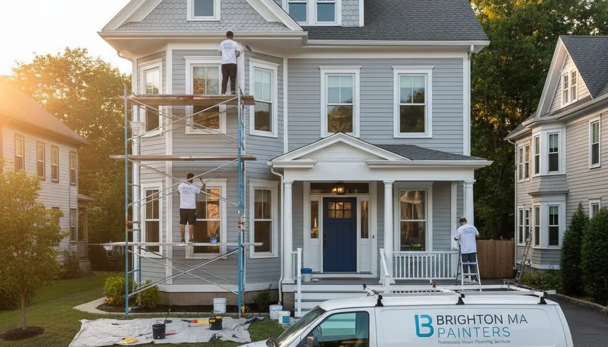 Professional exterior house painting in Newton, MA for a home's siding and trim