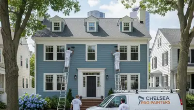 Professional exterior house painting by local painters in Newton, MA