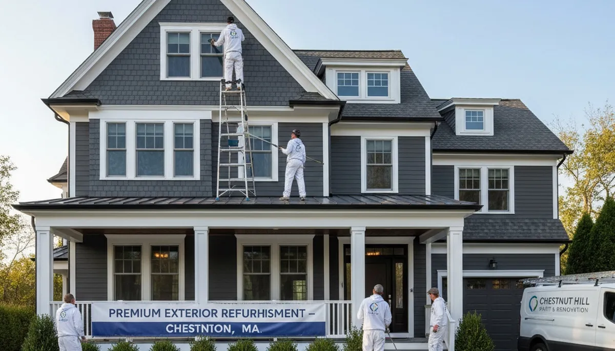Professional exterior house painting in Newton, MA by expert local painters