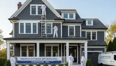 Professional exterior house painting in Newton, MA by expert local painters