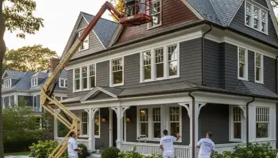 Professional exterior house painting service in Newton, MA by expert local painters