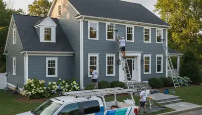 Professional exterior house painting in Newton MA by local painting contractors