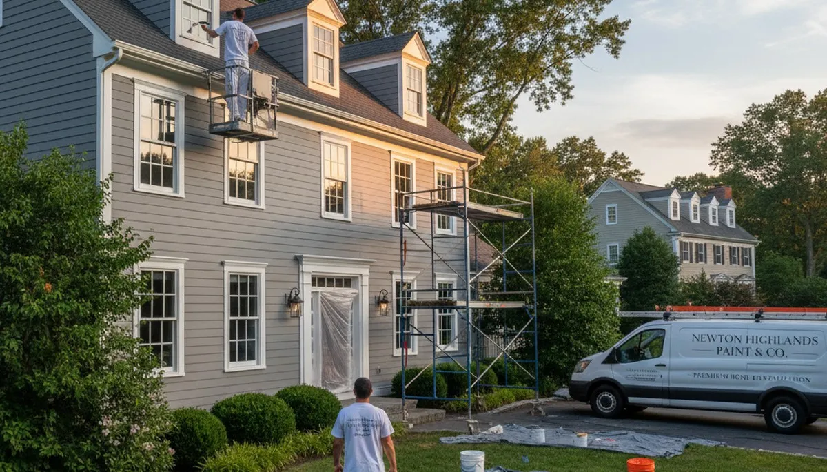 Exterior house painting service in Newton, MA for professional residential curb appeal