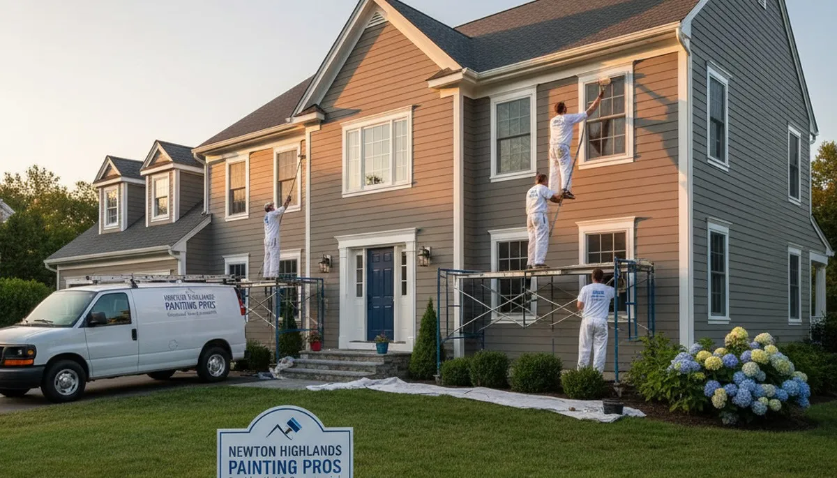 Exterior house painting in Newton, MA by a professional painting contractor