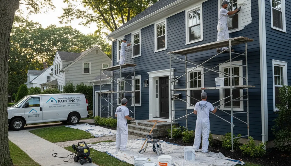 Exterior house painting in Newton, MA by a professional painting contractor