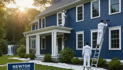 Exterior house painting in Newton, MA, by a professional local painting contractor