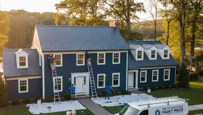 Exterior house painting service in Newton, MA by professional painters