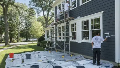 Professional exterior house painting by local painters in Newton, MA