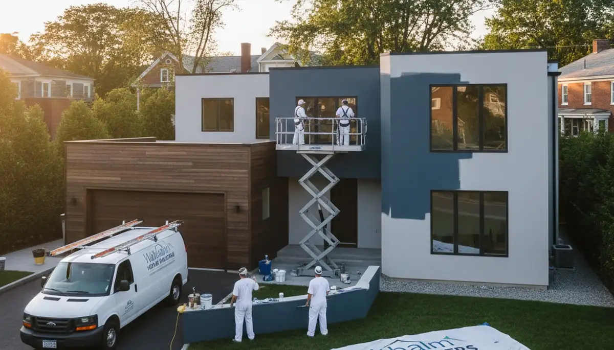 Exterior house painting services in Newton, MA by a professional painting contractor