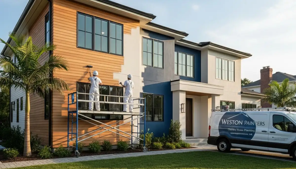 Professional house painting contractors in Newton, MA enhancing home exterior curb appeal