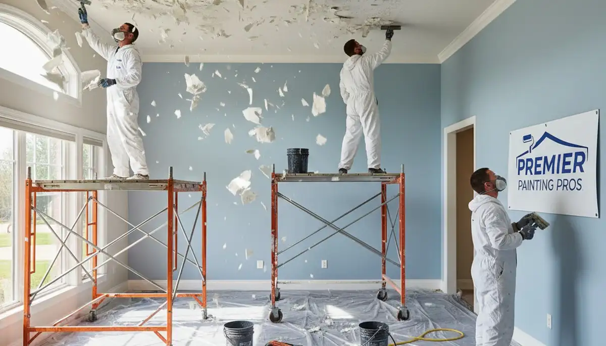 Professional popcorn ceiling removal and refinishing in a Newton, MA home interior