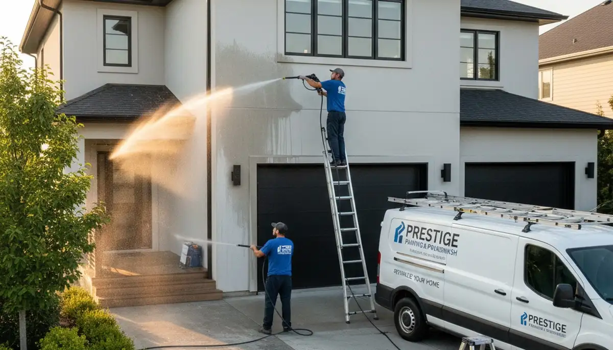 Professional pressure cleaning restoring home exterior surfaces in Newton, MA