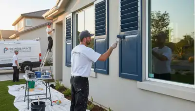 Professional shutter painting on New England home exterior in Newton, MA