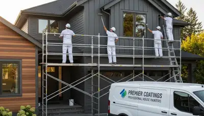 Professional siding painting on a Newton MA home exterior by expert house painters
