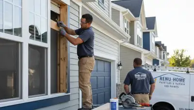 Professional wood rot repair and exterior painting on Newton, MA home siding
