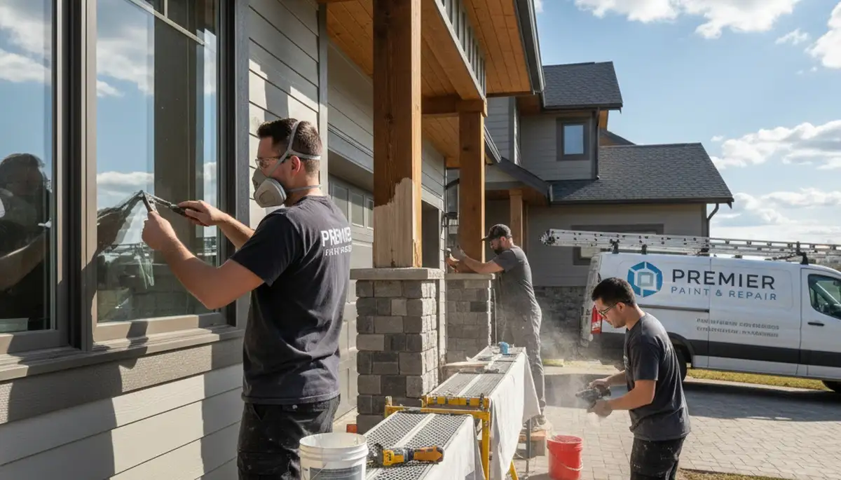 Wood rot repair and exterior painting on Newton MA home by expert carpentry and painting team